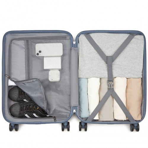 Supercase 20 Inch Sleek Geometric Pattern Hard Shell ABS+PC Cabin Carry-On Suitcase with TSA Lock - Denim Blue