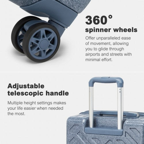 Supercase 24 Inch Sleek Geometric Pattern Hard Shell ABS+PC Check-In Suitcase with TSA Lock for Effortless Travel - Denim Blue