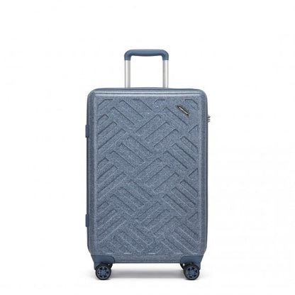 Supercase 24 Inch Sleek Geometric Pattern Hard Shell ABS+PC Check-In Suitcase with TSA Lock for Effortless Travel - Denim Blue