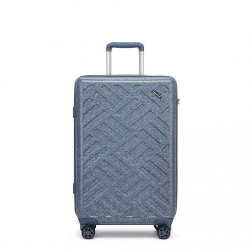 Supercase 24 Inch Sleek Geometric Pattern Hard Shell ABS+PC Check-In Suitcase with TSA Lock for Effortless Travel - Denim Blue