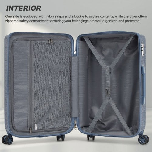 Supercase 24 Inch Sleek Geometric Pattern Hard Shell ABS+PC Check-In Suitcase with TSA Lock for Effortless Travel - Denim Blue