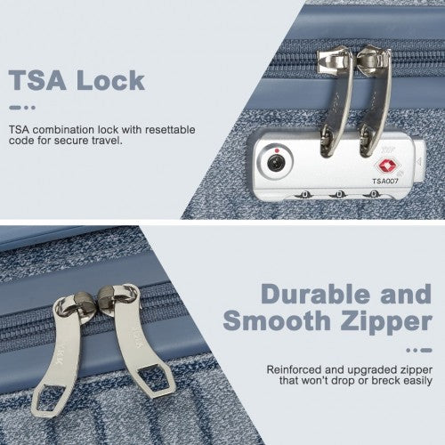 Supercase 24 Inch Sleek Geometric Pattern Hard Shell ABS+PC Check-In Suitcase with TSA Lock for Effortless Travel - Denim Blue