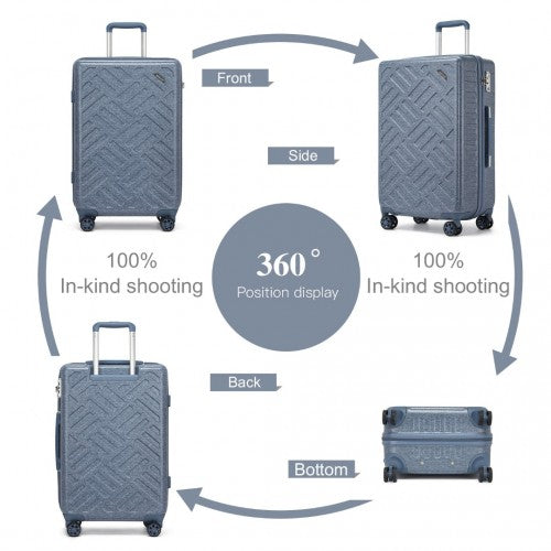 Supercase 28 Inch Sleek Geometric Pattern Hard Shell ABS+PC Check-In Suitcase with TSA Lock for Effortless Travel - Denim Blue
