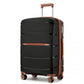 Kono 20/24/28 inch PP Modern Scratch-Resistant Suitcase Set with TSA Lock & Stylish Brown Accents