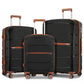 Kono 20/24/28 inch PP Modern Scratch-Resistant Suitcase Set with TSA Lock & Stylish Brown Accents