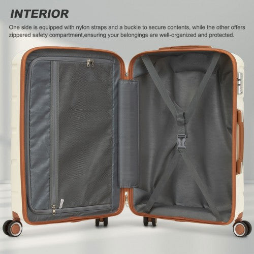Kono 20/24/28 inch PP Modern Scratch-Resistant Suitcase Set with TSA Lock & Stylish Brown Accents