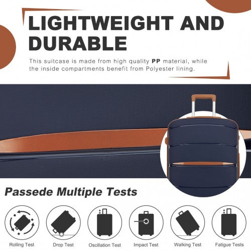 Kono 20/24/28 inch PP Modern Scratch-Resistant Suitcase Set with TSA Lock & Stylish Brown Accents