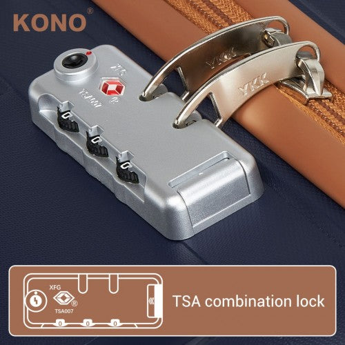 Kono 20/24/28 inch PP Modern Scratch-Resistant Suitcase Set with TSA Lock & Stylish Brown Accents