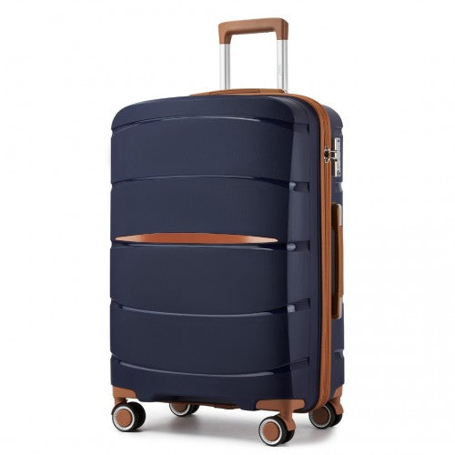 Kono 20/24/28 inch PP Modern Scratch-Resistant Suitcase Set with TSA Lock & Stylish Brown Accents