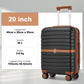 Kono ABS+PC 20-Inch Striped Design with Colour-Block Details Carry-On Cabin Suitcase with Silent Spinner Wheels