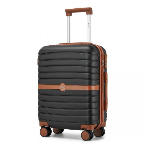 Kono ABS+PC 20-Inch Striped Design with Colour-Block Details Carry-On Cabin Suitcase with Silent Spinner Wheels