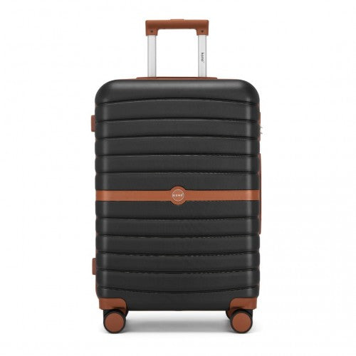 Kono ABS+PC 24-Inch Striped Design with Colour-Block Details Medium Suitcase with Spinner Silent Wheels
