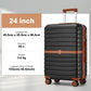 Kono ABS+PC 24-Inch Striped Design with Colour-Block Details Medium Suitcase with Spinner Silent Wheels