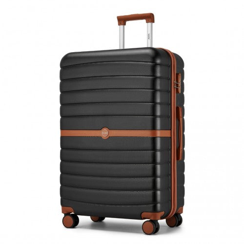 Kono ABS+PC 28-Inch Striped Design with Colour-Block Details Large Checked Luggage for Longer Travels