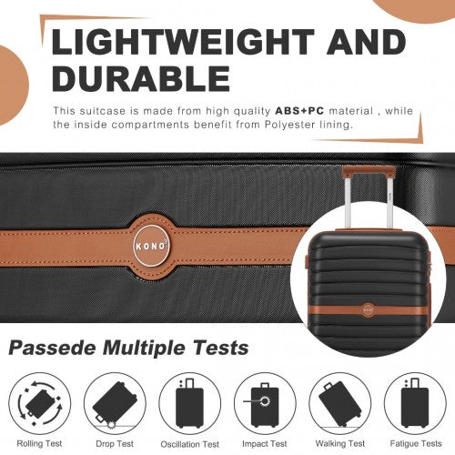 Kono ABS+PC 24-Inch Striped Design with Colour-Block Details Medium Suitcase with Spinner Silent Wheels