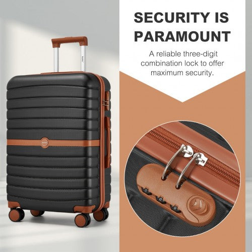 Kono ABS+PC 28-Inch Striped Design with Colour-Block Details Large Checked Luggage for Longer Travels