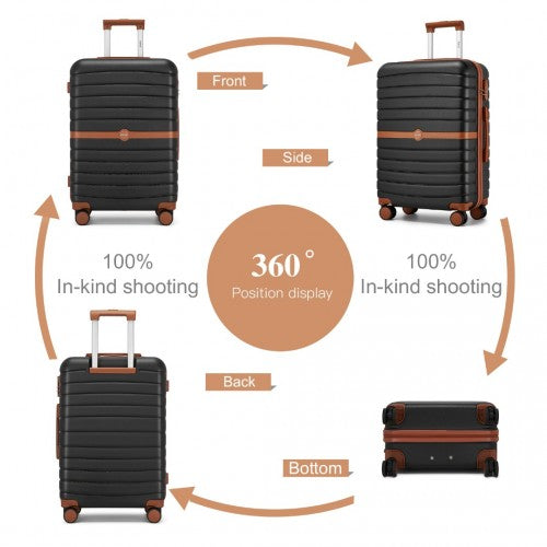 Kono ABS+PC Striped Design with Colour-Block Details 3-Piece Hardshell Luggage Set with Spinner Wheels