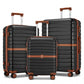 Kono ABS+PC Striped Design with Colour-Block Details 3-Piece Hardshell Luggage Set with Spinner Wheels