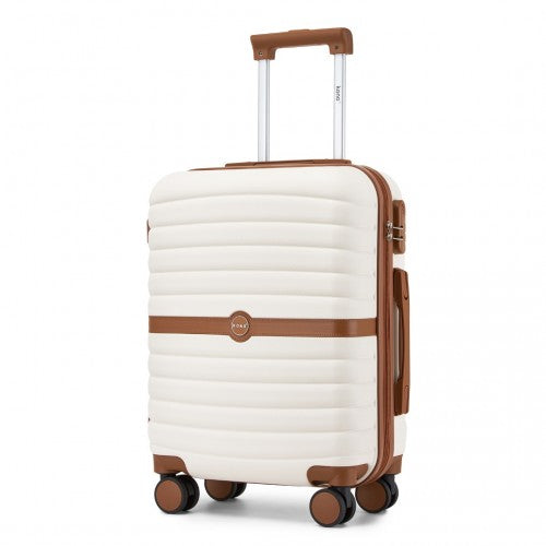 Kono ABS+PC 20-Inch Striped Design with Colour-Block Details Carry-On Cabin Suitcase with Silent Spinner Wheels