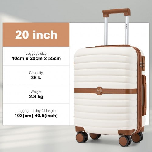 Kono ABS+PC 20-Inch Striped Design with Colour-Block Details Carry-On Cabin Suitcase with Silent Spinner Wheels