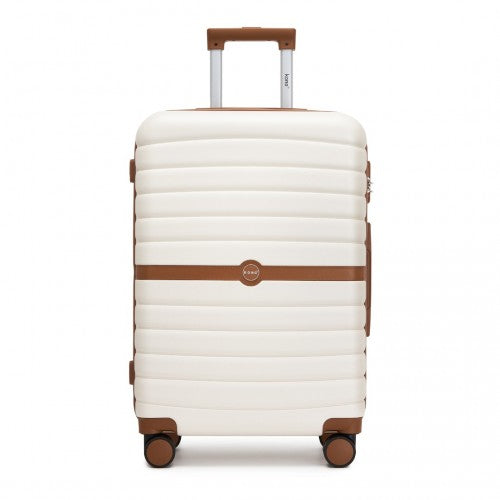 Kono ABS+PC 24-Inch Striped Design with Colour-Block Details Medium Suitcase with Spinner Silent Wheels