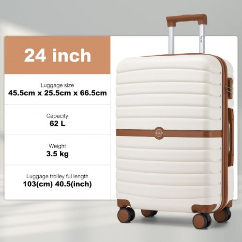 Kono ABS+PC 24-Inch Striped Design with Colour-Block Details Medium Suitcase with Spinner Silent Wheels