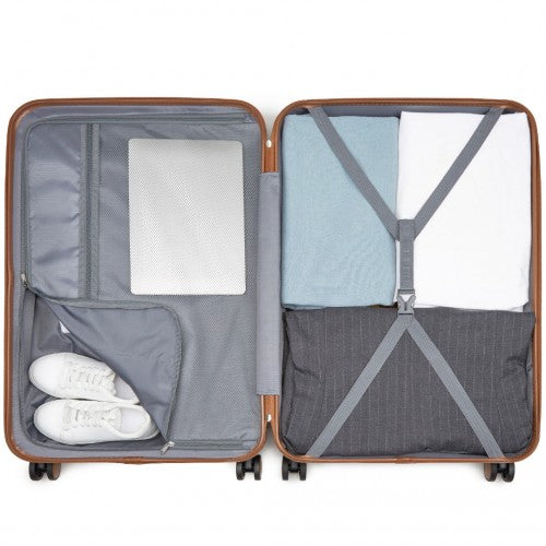 Kono ABS+PC 28-Inch Striped Design with Colour-Block Details Large Checked Luggage for Longer Travels