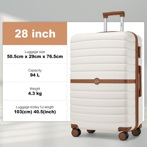 Kono ABS+PC 28-Inch Striped Design with Colour-Block Details Large Checked Luggage for Longer Travels