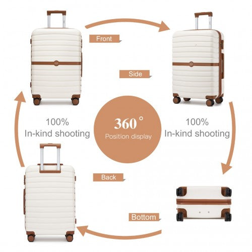 Kono ABS+PC Striped Design with Colour-Block Details 3-Piece Hardshell Luggage Set with Spinner Wheels
