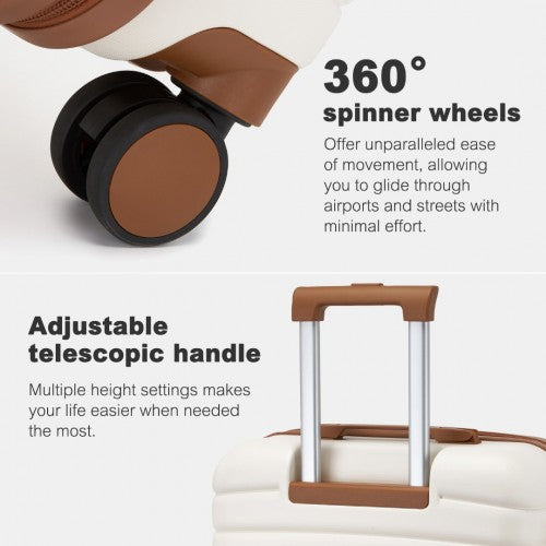 Kono ABS+PC 24-Inch Striped Design with Colour-Block Details Medium Suitcase with Spinner Silent Wheels