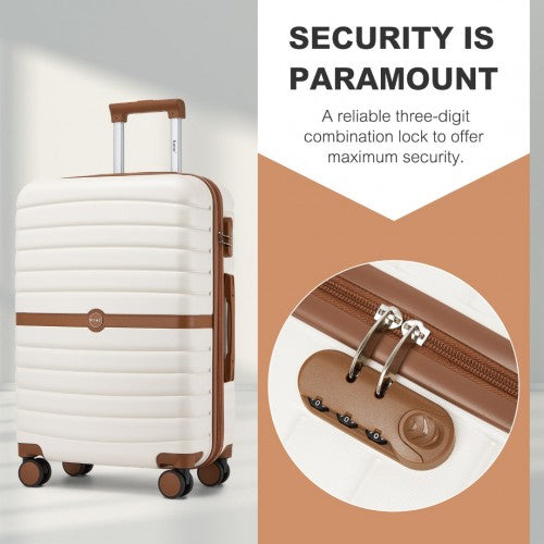 Kono ABS+PC 24-Inch Striped Design with Colour-Block Details Medium Suitcase with Spinner Silent Wheels