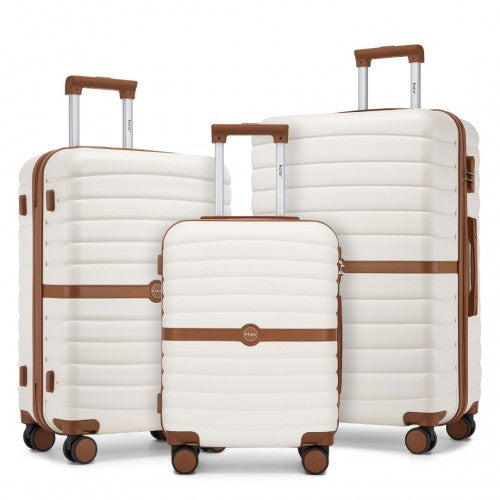 Kono ABS+PC Striped Design with Colour-Block Details 3-Piece Hardshell Luggage Set with Spinner Wheels