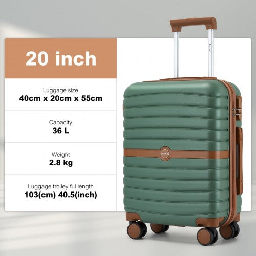 Kono ABS+PC 20-Inch Striped Design with Colour-Block Details Carry-On Cabin Suitcase with Silent Spinner Wheels