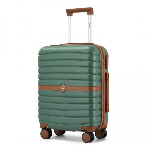 Kono ABS+PC 20-Inch Striped Design with Colour-Block Details Carry-On Cabin Suitcase with Silent Spinner Wheels