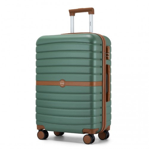 Kono ABS+PC 24-Inch Striped Design with Colour-Block Details Medium Suitcase with Spinner Silent Wheels