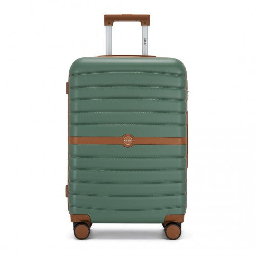 Kono ABS+PC 24-Inch Striped Design with Colour-Block Details Medium Suitcase with Spinner Silent Wheels