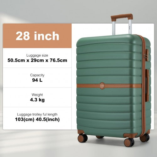 Kono ABS+PC 28-Inch Striped Design with Colour-Block Details Large Checked Luggage for Longer Travels