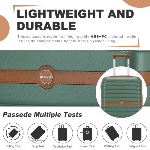 Kono ABS+PC 20-Inch Striped Design with Colour-Block Details Carry-On Cabin Suitcase with Silent Spinner Wheels