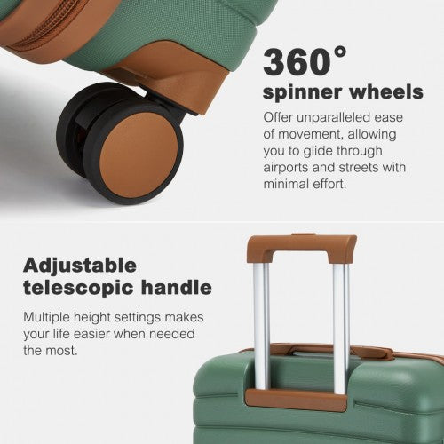 Kono ABS+PC 20-Inch Striped Design with Colour-Block Details Carry-On Cabin Suitcase with Silent Spinner Wheels