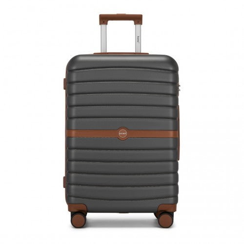 Kono ABS+PC 24-Inch Striped Design with Colour-Block Details Medium Suitcase with Spinner Silent Wheels