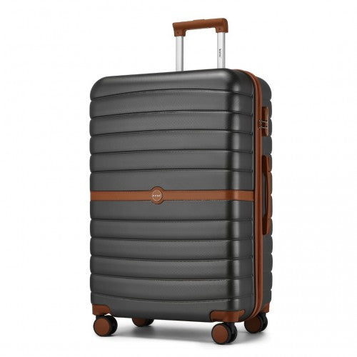 Kono ABS+PC 28-Inch Striped Design with Colour-Block Details Large Checked Luggage for Longer Travels