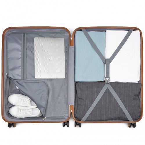 Kono ABS+PC 28-Inch Striped Design with Colour-Block Details Large Checked Luggage for Longer Travels