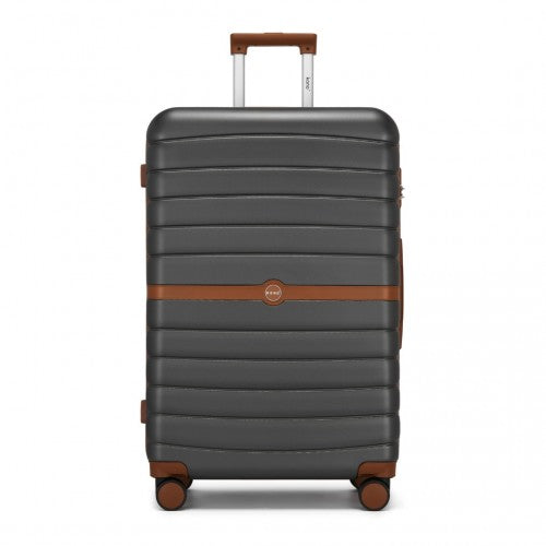 Kono ABS+PC 28-Inch Striped Design with Colour-Block Details Large Checked Luggage for Longer Travels