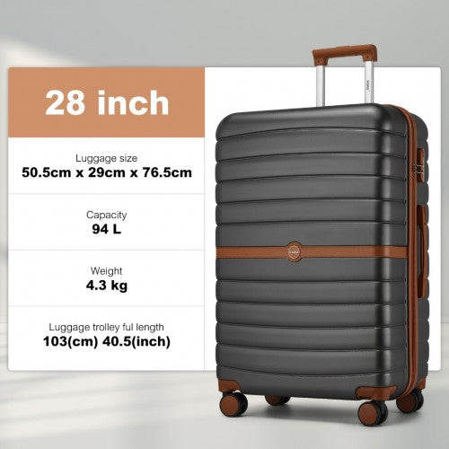 Kono ABS+PC 28-Inch Striped Design with Colour-Block Details Large Checked Luggage for Longer Travels