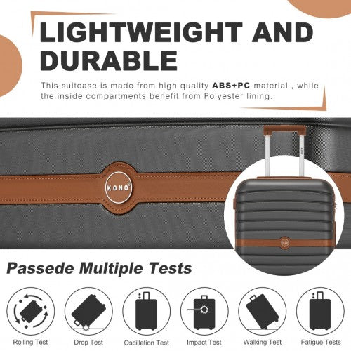 Kono ABS+PC 24-Inch Striped Design with Colour-Block Details Medium Suitcase with Spinner Silent Wheels