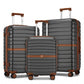 Kono ABS+PC Striped Design with Colour-Block Details 3-Piece Hardshell Luggage Set with Spinner Wheels