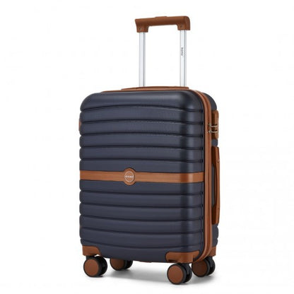 Kono ABS+PC 20-Inch Striped Design with Colour-Block Details Carry-On Cabin Suitcase with Silent Spinner Wheels