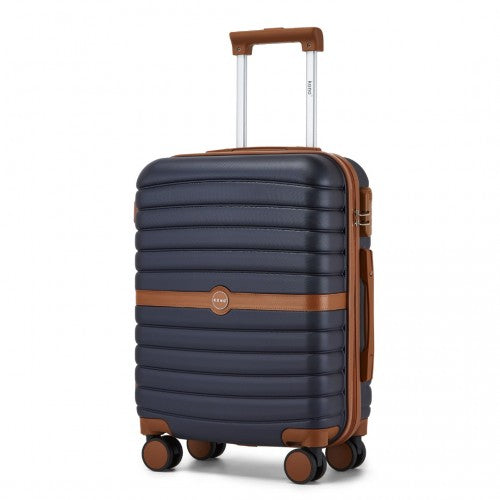 Kono ABS+PC 20-Inch Striped Design with Colour-Block Details Carry-On Cabin Suitcase with Silent Spinner Wheels