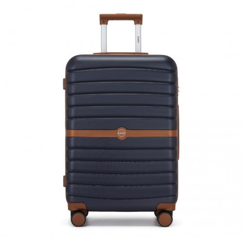 Kono ABS+PC 24-Inch Striped Design with Colour-Block Details Medium Suitcase with Spinner Silent Wheels