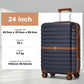 Kono ABS+PC 24-Inch Striped Design with Colour-Block Details Medium Suitcase with Spinner Silent Wheels
